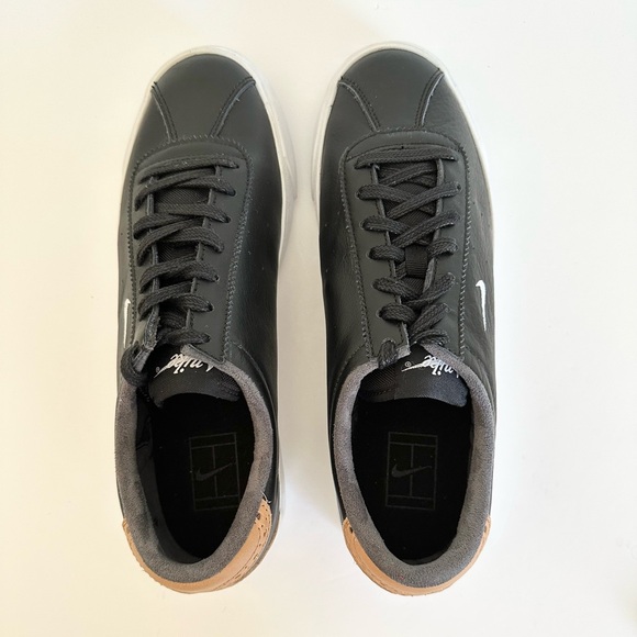 Nike Match Classic Black White Preppy Tan Leather Golf Tennis Sneaker - Picture 8 of 10